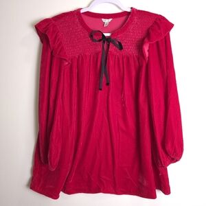 CATO Velour Feminine‎ Whimsigoth Valentines Cherry Pink Blouse L